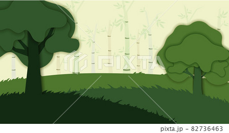 緑の自然の森の風景風景バナー背景紙 のイラスト素材