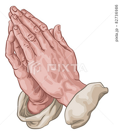 Praying Hands In Prayer Comic Book Pop Art Cartoonのイラスト素材
