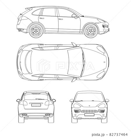 Set with the contours of a passenger car from...のイラスト素材 [82737464] - PIXTA