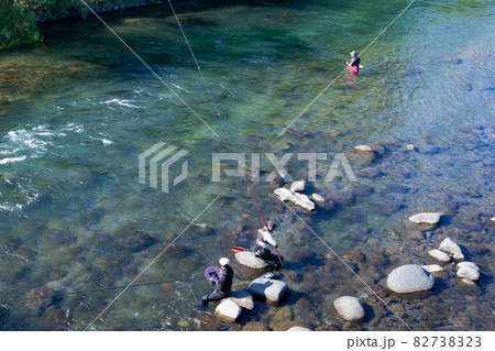静岡県伊豆市狩野川の鮎釣り 82738323
