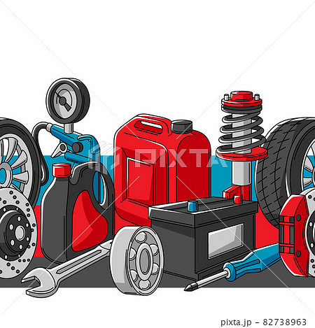 Car service seamless pattern. Auto center repair background for advertising with transport items. 82738963