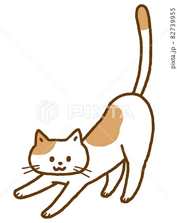 伸びをする猫のイラスト素材