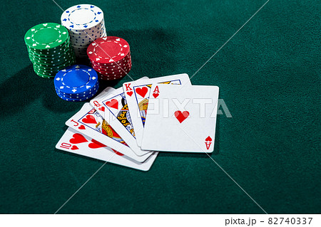 Poker play. Chips and cards 82740337