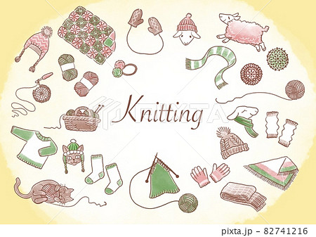 編み物のイラストセット 編み物のイラストセット 82741216