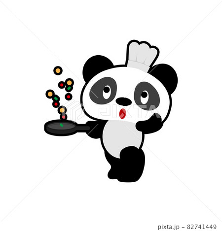 料理をするパンダのイラストのイラスト素材