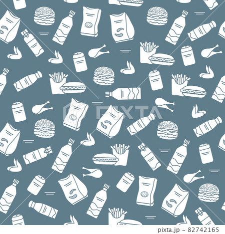 Seamless Pattern Fast Food Snack Picnic Unhealthy Seamless Pattern Fast Food Snack Picnic Unhealthy 82742165