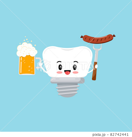 Octoberfest teeth with beer and sausage icon isolated. Octoberfest teeth with beer and sausage icon isolated. 82742441