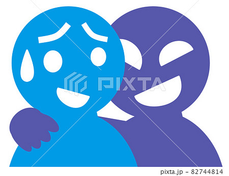 強引な悪徳セールスマンに騙される人のイラスト 82744814