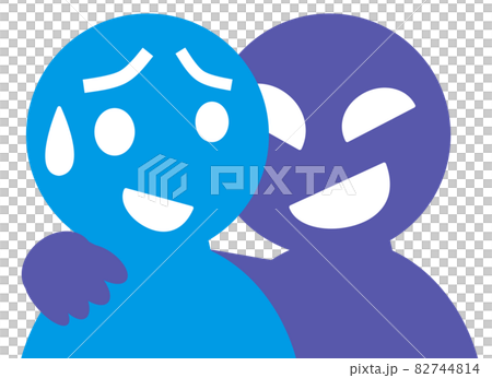 Illustration of a person deceived by a forcible virtue salesman 82744814