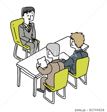 面接を受けている男性のイラスト素材