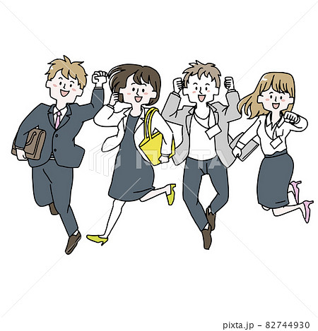ジャンプする会社員四人 ジャンプする会社員四人 82744930