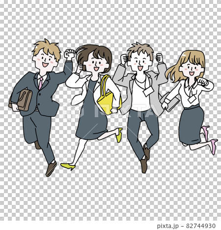 ジャンプする会社員四人 ジャンプする会社員四人 82744930