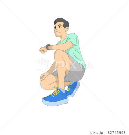 man sitting ready to run illustration vector isolated on white background 82745993