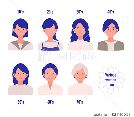 様々な世代の女性のイラスト 様々な世代の女性のイラスト 82746012