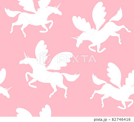 Vector Seamless Pattern Of Pegasus Silhouetteのイラスト素材