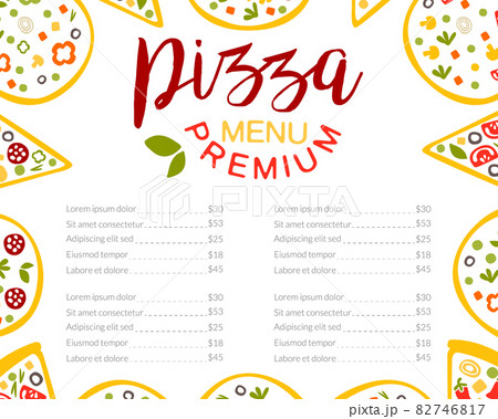 Pizza House or Pizzeria Menu Vector Vertical Template 82746817