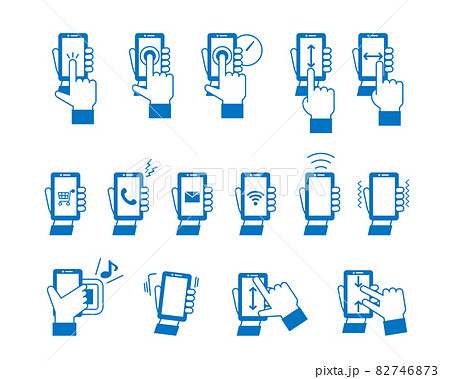 スマートフォンを持つ手のアイコンセット スマートフォンを持つ手のアイコンセット 82746873