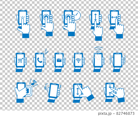 スマートフォンを持つ手のアイコンセット スマートフォンを持つ手のアイコンセット 82746873