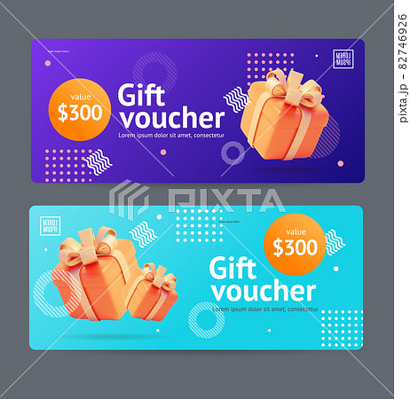 Gift Voucher Coupon Set with Realistic Detailed 3d Elements . Vector 82746926