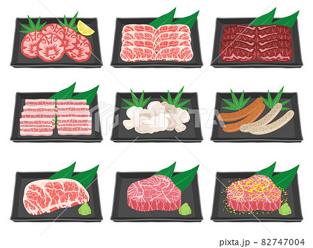 焼き肉の部位のイラストセット 82747004