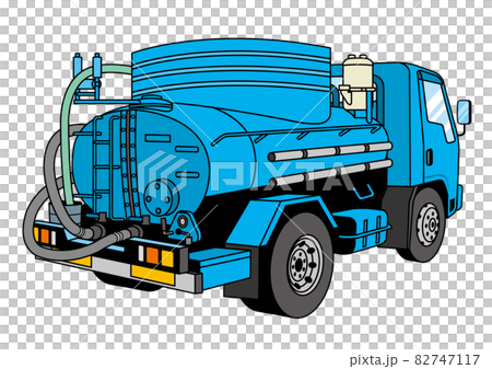 バキュームカー後方のイラスト素材