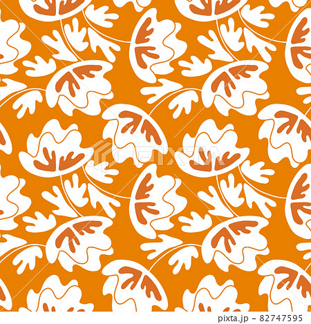 Seamless floral pattern based on traditional folk art ornaments. Modern flowers on color background. Scandinavian style. Sweden nordic style. Vector illustration. Simple minimalistic pattern 82747595