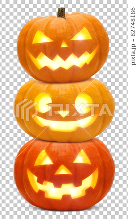 かぼちゃ ハロウィン ジャックオランタン イラスト リアル セット 82748186