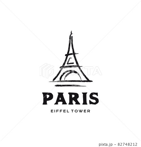 Dry Ink Brush Eiffel Tower logo design 82748212