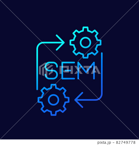SME icon with gears and arrows, line design 82749778