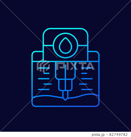 water borehole, well drilling line icon, vector water borehole, well drilling line icon, vector 82749782