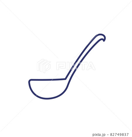 Soup ladle line icon on white, vector 82749837