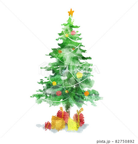 クリスマスツリー イラスト 水彩 82750892