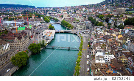 Beautiful City of Zurich in Switzerland from above 82752245