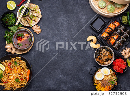 Asian food. Chinese, Japanese and Thai cuisine 82752908