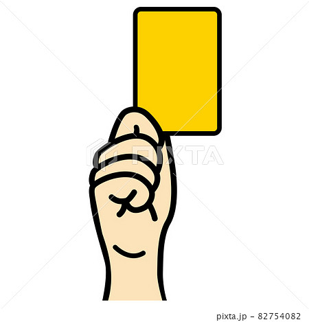 イエローカードを出した手のイラスト サッカー 警告 白バック Yellow Cardのイラスト素材 7540