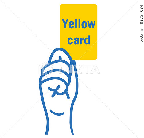 イエローカードを出した手のイラスト サッカー 警告 白バック Yellow Cardのイラスト素材
