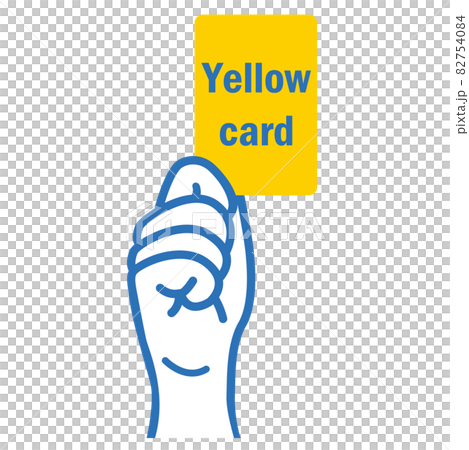 Illustration of the hand that issued the yellow card Soccer warning White background yellow card 82754084