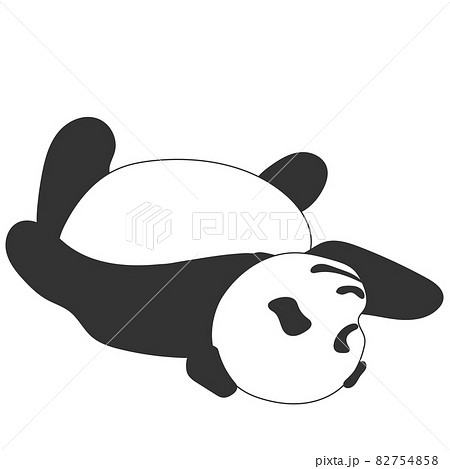 仰向けに寝ている赤ちゃんパンダ 背景なし 正方形のイラスト素材