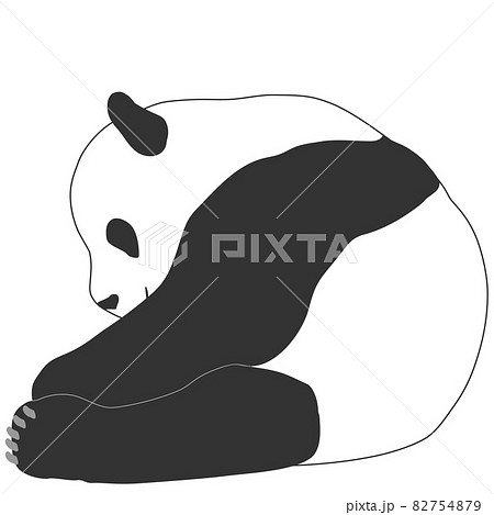 丸まっているパンダ 横顔 背景なしのイラスト素材