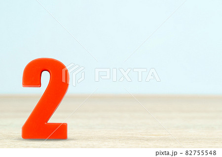Shot of a number two made of red plastic Shot of a number two made of red plastic 82755548