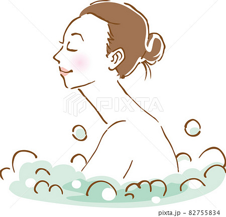 泡のお風呂に入っている女性のイメージイラスト 手描き のイラスト素材 7554