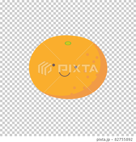 Color illustration without main line with one mandarin orange smiling Color illustration without main line with one mandarin orange smiling 82755892