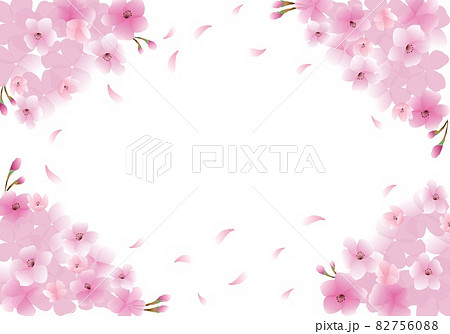 桜吹雪のフレームイラストのイラスト素材 7560