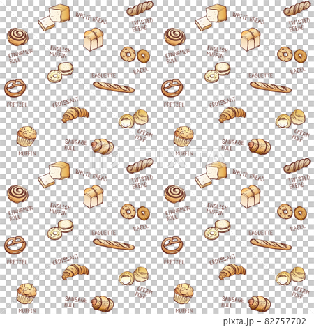パン 背景素材 手描き 線画 カラー パン 背景素材 手描き 線画 カラー 82757702