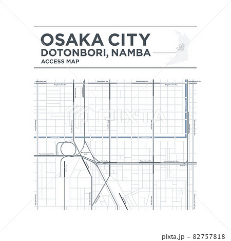 大阪市のシンプルなアクセスマップのテンプレート。 道頓堀・なんば。 大阪市のシンプルなアクセスマップのテンプレート。 道頓堀・なんば。 82757818