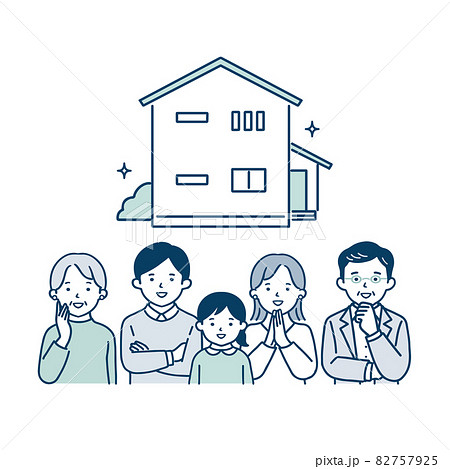 戸建ての物件を見学している三世代家族女の子, 82757925