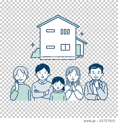 戸建ての物件を見学している三世代家族女の子, 82757925