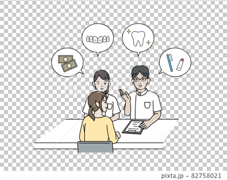 Dental hygienist Men and women Orthodontics Orthodontics Explanation Consultation Counseling Illustration material Dental hygienist Men and women Orthodontics Orthodontics Explanation Consultation Counseling Illustration material 82758021