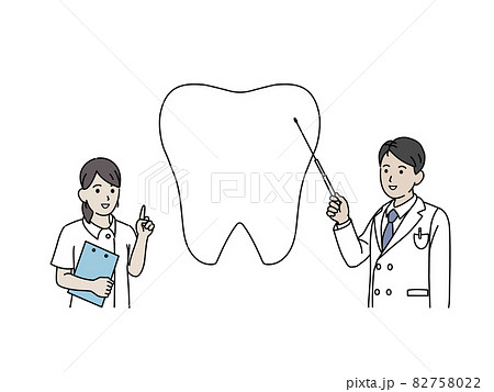 歯医者 歯科衛生士 男女 解説 歯の説明 教える イラスト素材のイラスト素材
