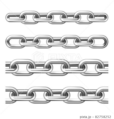 Realistic metal chain with silver links isolated on white background. Vector illustration. 82758252